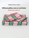 Pink and Green Geometric Plaid Bedding Set - Soft Washed Polyester Fabric - Ideal for Bedroom Decor