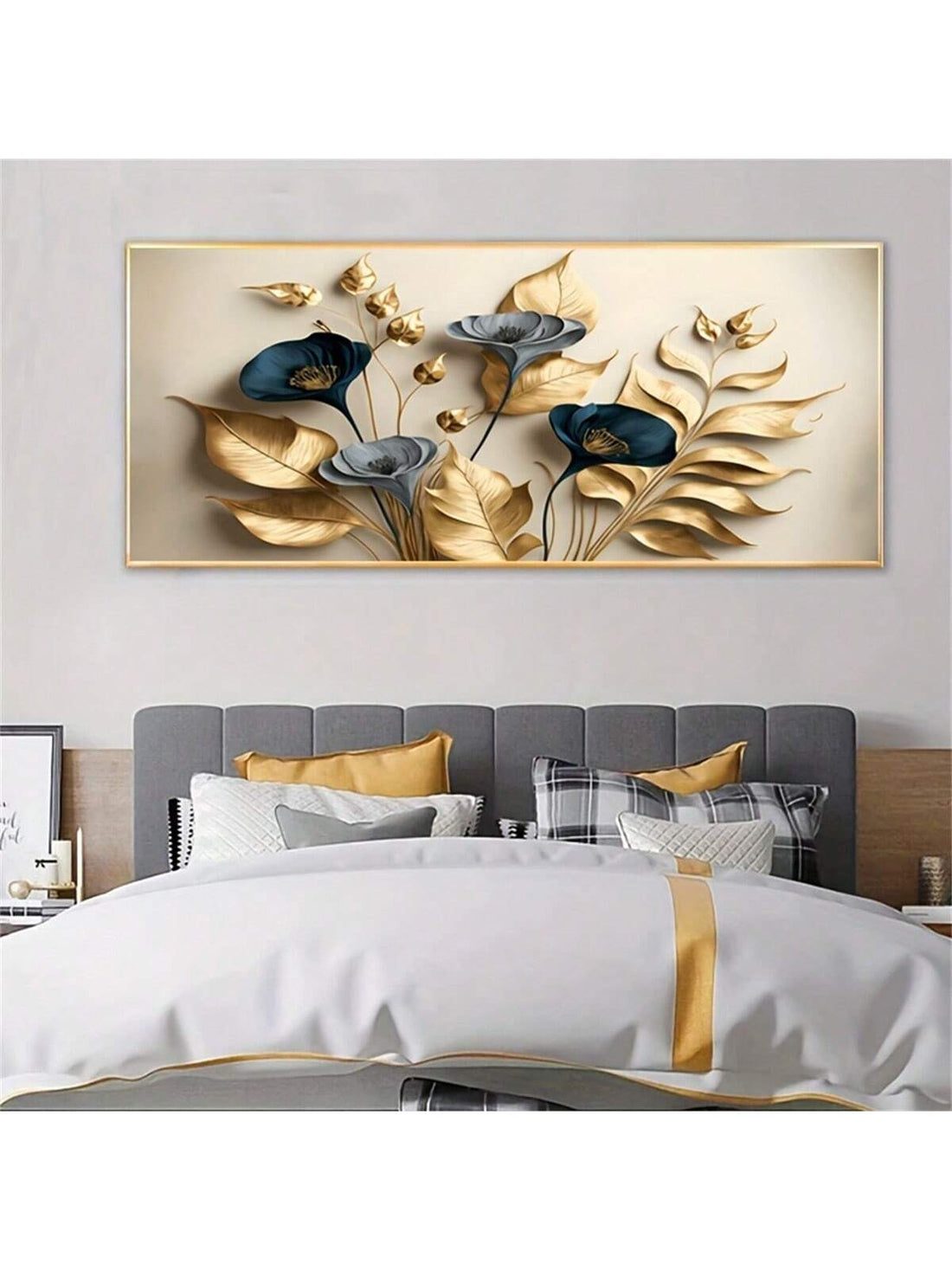 Bring a touch of sophistication and elegance to your home or office decor with our Elegant Gold Leaf Frameless Canvas Art. This modern masterpiece showcases stunning gold leaf accents and is the perfect addition to any interior space. Let it inspire and enhance your surroundings with its understated yet impactful design.