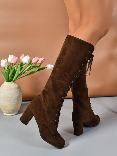 Chic and Trendy Thick Heel Calf Boots: Elevate Your Style with High Shaft Boots