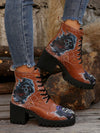 Spooky Chic: Women's Lace-Up Thick Heel Short Boots for Halloween Parties