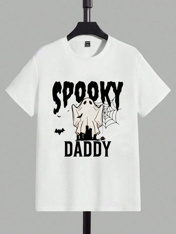 Ghostly Cool: Men's Summer Ghost Letter Printed Casual T-Shirt