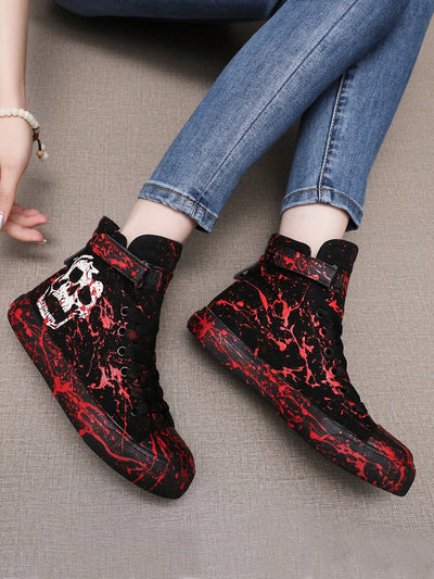 Glow In The Dark Halloween Blood Splatter Hand Painted Sneakers: Unique Street Style