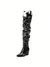 Stylish Western Embroidered Cowboy Boots with Pointed Toe and Chunky Heels for Women