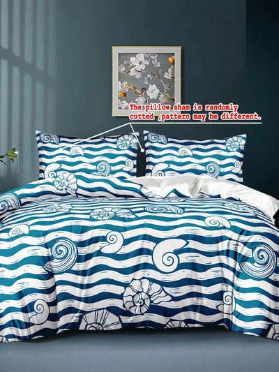 Ocean Stripe Paradise: 3-Piece Polyester Duvet Cover Set