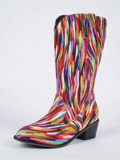 Bold & Beautiful: Women's Colorful Chunky High Heel Cowboy Boots