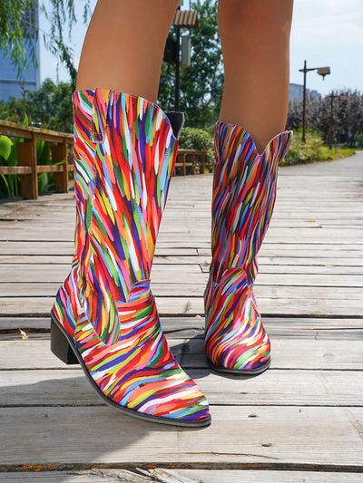 Bold & Beautiful: Women's Colorful Chunky High Heel Cowboy Boots