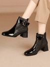 Chic and Cozy: Color Block Square Toe Ankle Boots for Fall/Winter