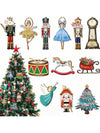 Festive Cheer: 12-Piece Wooden Nutcracker Ornament Set for Holiday Magic