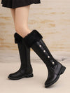 Winter Warmth: Women’s Fleece-Lined Knee-High Flat Boots with Side Zipper