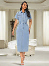 Chic Charm: Women’s Slim Fit Button-Decorated Denim Dress