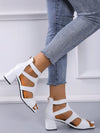 New Summer White High Heel Sandals with Back Zipper for Ladies