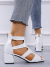 New Summer White High Heel Sandals with Back Zipper for Ladies