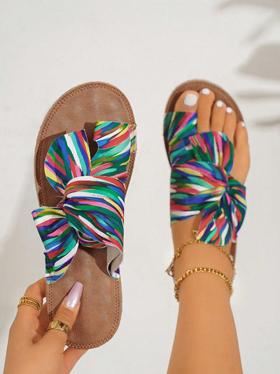 Rainbow Bowknot Massage Bottom Beach Sandals: Feel Comfortable and Stylish