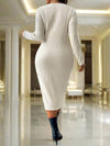 Cozy Elegance: Plus Size Solid Color Knitted Midi Dress for Autumn and Winter