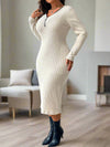 Cozy Elegance: Plus Size Solid Color Knitted Midi Dress for Autumn and Winter