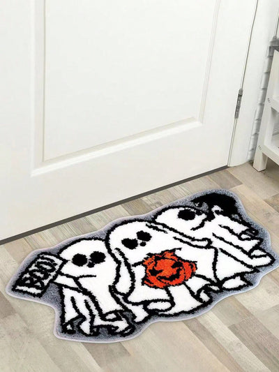 Spooktacular Ghost Plush Doormat – Halloween Non-Slip & Absorbent Rug