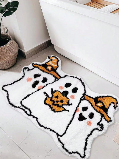 Spooktacular Ghost Plush Doormat – Halloween Non-Slip & Absorbent Rug