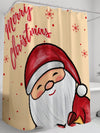 Festive Santa Claus Waterproof Shower Curtain with Hooks & Eyelets - Mildew Resistant Bathroom Decor