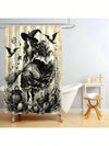 Vintage Witch Skull Halloween Bathroom Set - Spooky Shower Curtain and Accessories