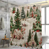 Festive Christmas Tree House Print Shower Curtain - Waterproof & Machine Washable Bathroom Decor with Hooks