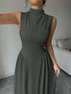 Chic Solid Color A-Line Fitted Knit Long Dress for Effortless Fall Style