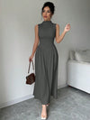 Chic Solid Color A-Line Fitted Knit Long Dress for Effortless Fall Style