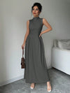 Chic Solid Color A-Line Fitted Knit Long Dress for Effortless Fall Style