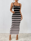 Chic Striped Color Block Knit Tank Dress for Effortless Spring/Summer Style