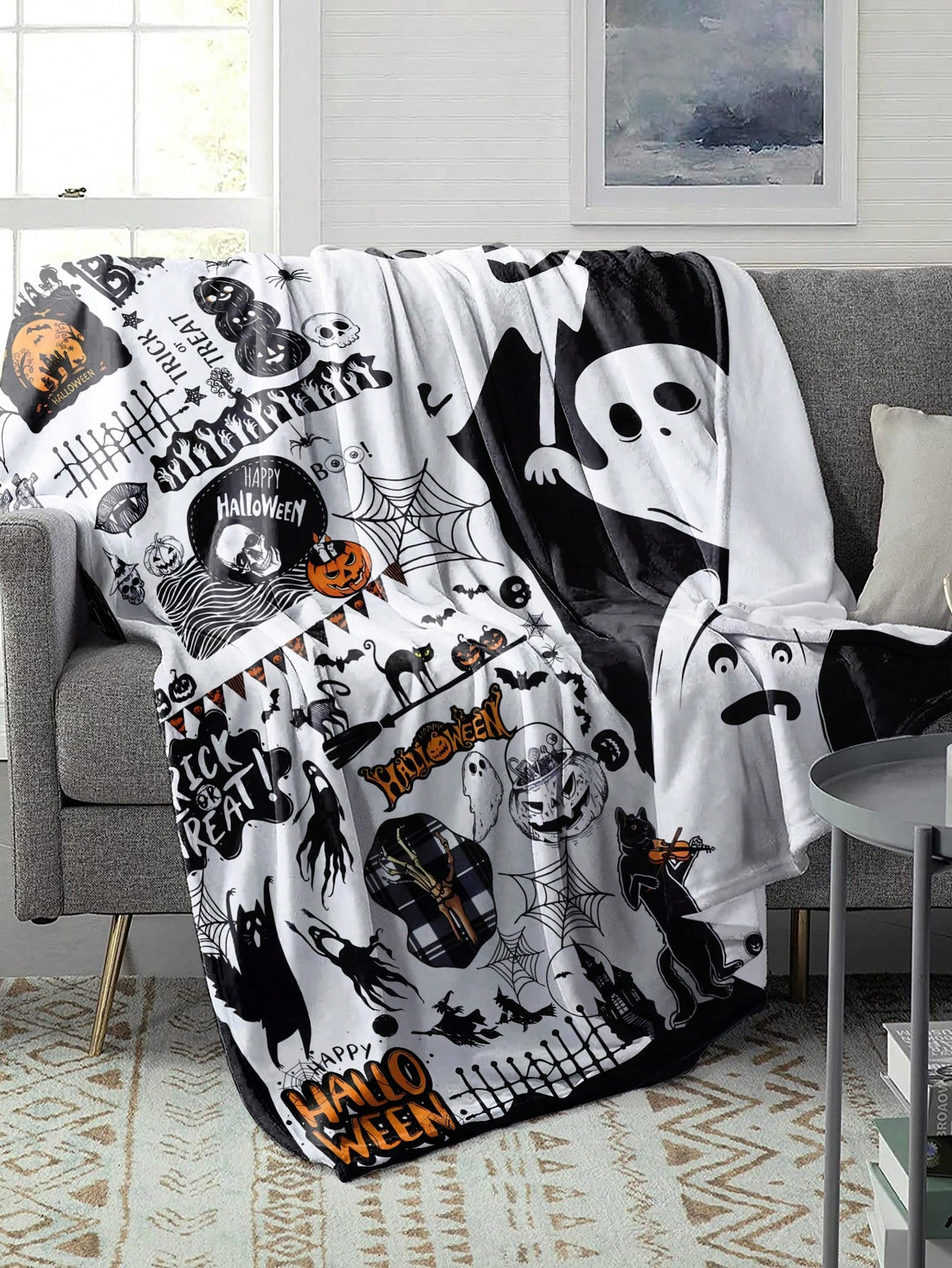 This Cozy Halloween Gift Blanket is the perfect addition to your home or office. Made with soft, high-quality materials, it is perfect for keeping warm and comfortable while watching TV, reading a book, or working on your computer. Its versatility makes it great for outdoor adventures too.