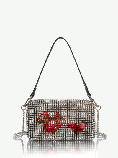 Chic Y2K Diamond Love Evening Bag: Perfect for Parties, Prom, and Date Nights