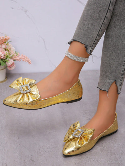 Glamorous Rhinestone Bow Knot Flats: Perfect for Party and Formal Events