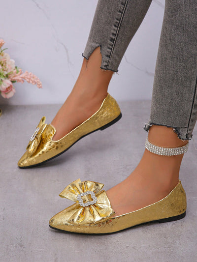 Glamorous Rhinestone Bow Knot Flats: Perfect for Party and Formal Events