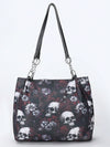 Women's Waterproof Skull Flower Print Retro Shoulder Bag - Perfect for Halloween Parties and Gothic Fashion