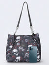 Women's Waterproof Skull Flower Print Retro Shoulder Bag - Perfect for Halloween Parties and Gothic Fashion