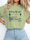 Power Up Your Classroom Style: Essence Battery Life Graphic T-Shirt for Teachers