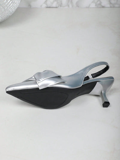 European Elegance: Metal High Heel Sandals with Bowknot Detail and Pointed Toe