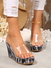 Clear Strapped Chic: Women's Chunky Heel Platform Sandals