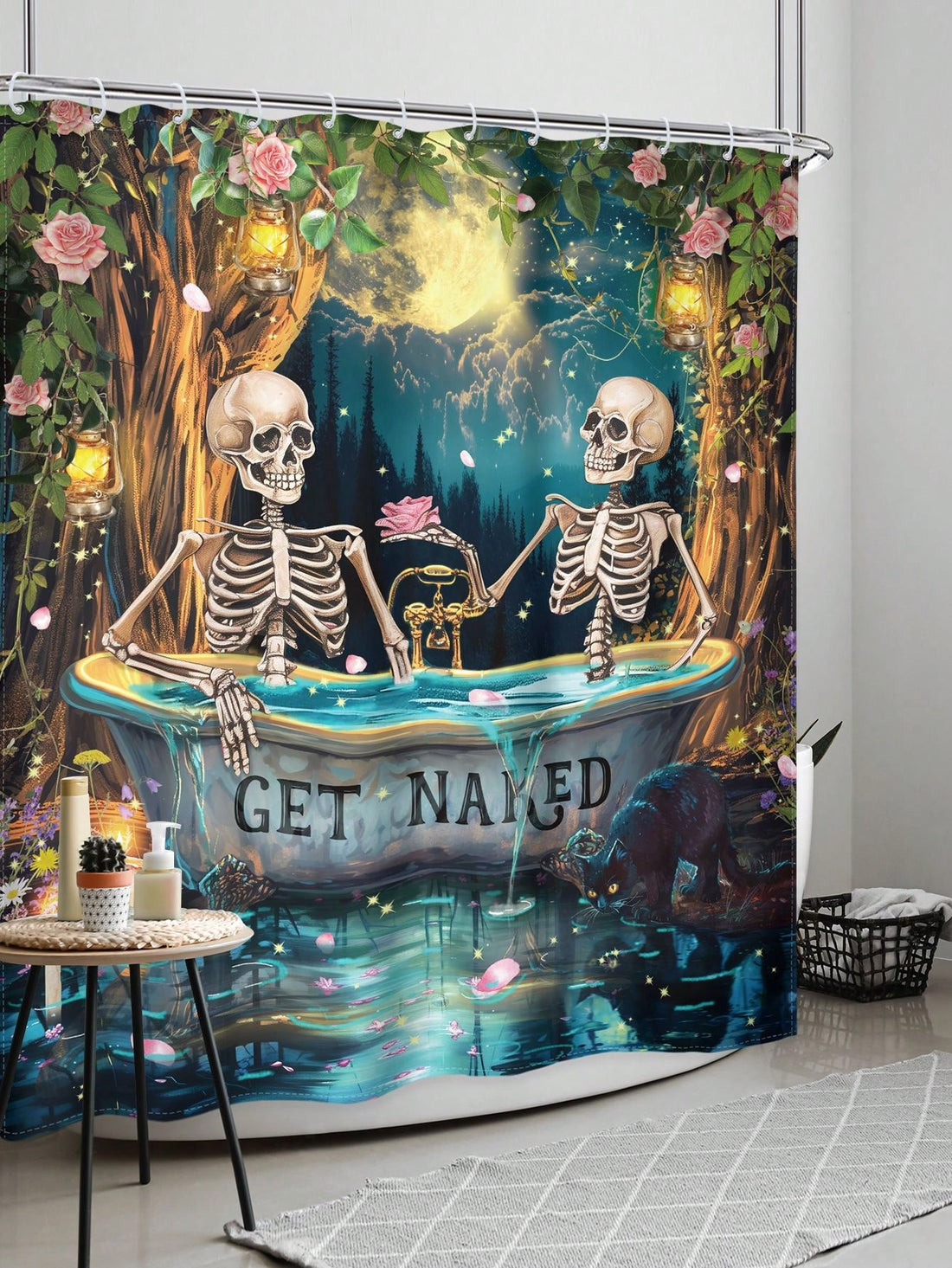 Elevate your bathroom decor with our Spooky Skeleton Shower Curtain. The Moonlight Horror Witchcraft design adds a touch of eerie sophistication. Crafted with durable materials, this curtain brings style and function to your daily routines. Experience the perfect blend of practicality and eerie ambiance.