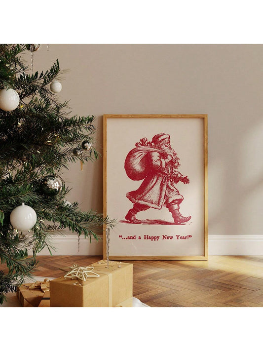 Classic Vintage Santa Claus Wall Art - Retro Christmas Poster for Festive Decor