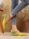 Chic Comfort: Soft Leather Slip-On Women’s Shoes with Thick Heel & Square Toe