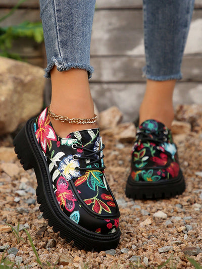 Stylish & Comfortable: Plus Size Women's Printed High Heel Casual Shoes