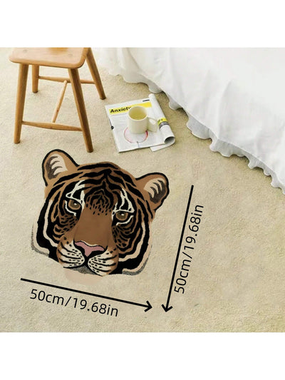 Cozy Safari: Plush Animal-Shaped Anti-Slip Floor Mat - Leopard & Tiger Design