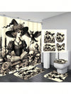 Vintage Witch Skull Halloween Bathroom Set - Spooky Shower Curtain and Accessories