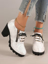 Chic European-Inspired Rhinestone High-Heeled Boots with Stylish Zipper & Lacing