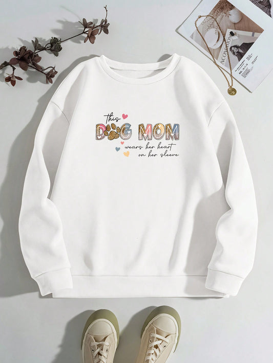 Cozy Letter Print Long Sleeve Sweatshirt - Perfect for Casual Fall & Winter Style