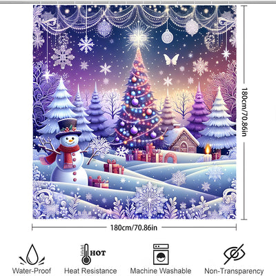 Christmas Delight: Festive Shower Curtain Set for Holiday Cheer and Daily Use