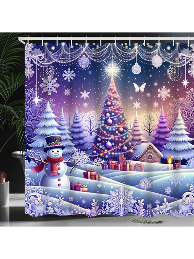 Christmas Delight: Festive Shower Curtain Set for Holiday Cheer and Daily Use