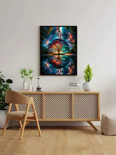 Cosmic Tree of Life Canvas Art - Modern Abstract Print for Vibrant Living Spaces