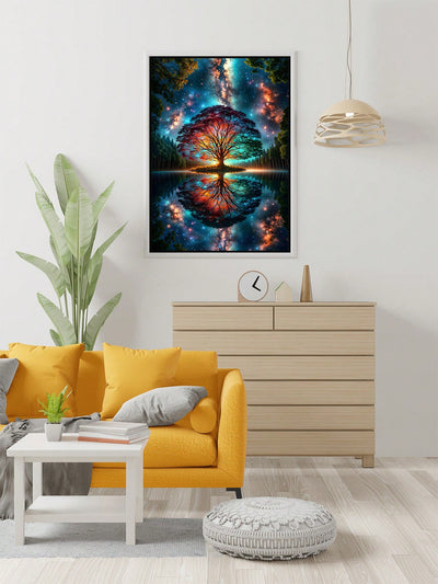 Cosmic Tree of Life Canvas Art - Modern Abstract Print for Vibrant Living Spaces