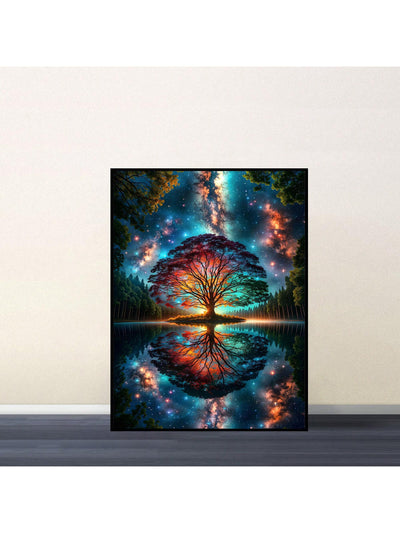 Cosmic Tree of Life Canvas Art - Modern Abstract Print for Vibrant Living Spaces